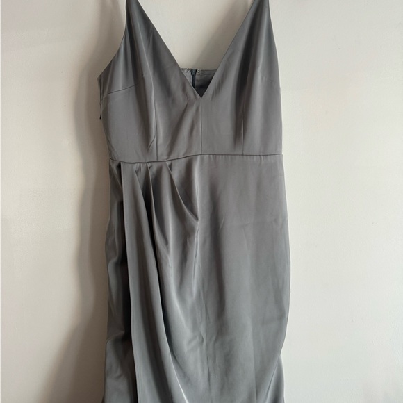 Blue satin bridesmaids dress - Picture 1 of 7